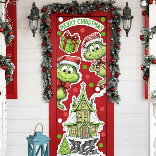Vinilo para puerta Navidad Merry Grinchmas