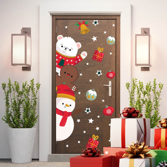 Vinilo para puerta Navidad Navidad con amigos