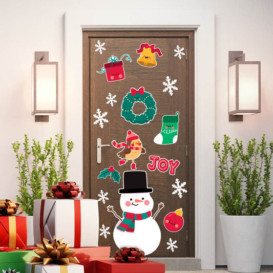 Vinilo para puerta Navidad Nieve de alegría