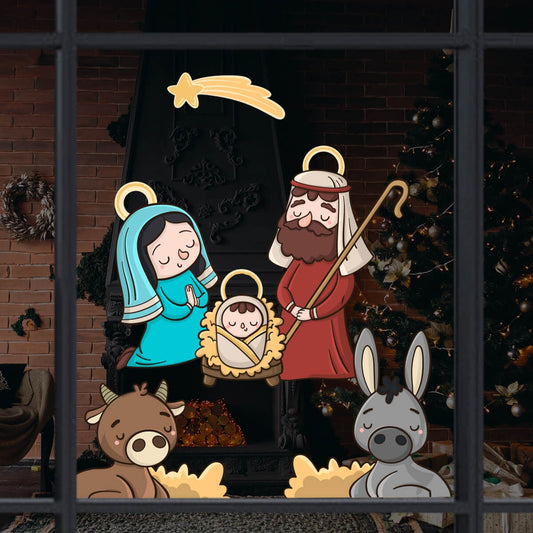Vinil Electro estático para ventanas Nacimiento Navideño