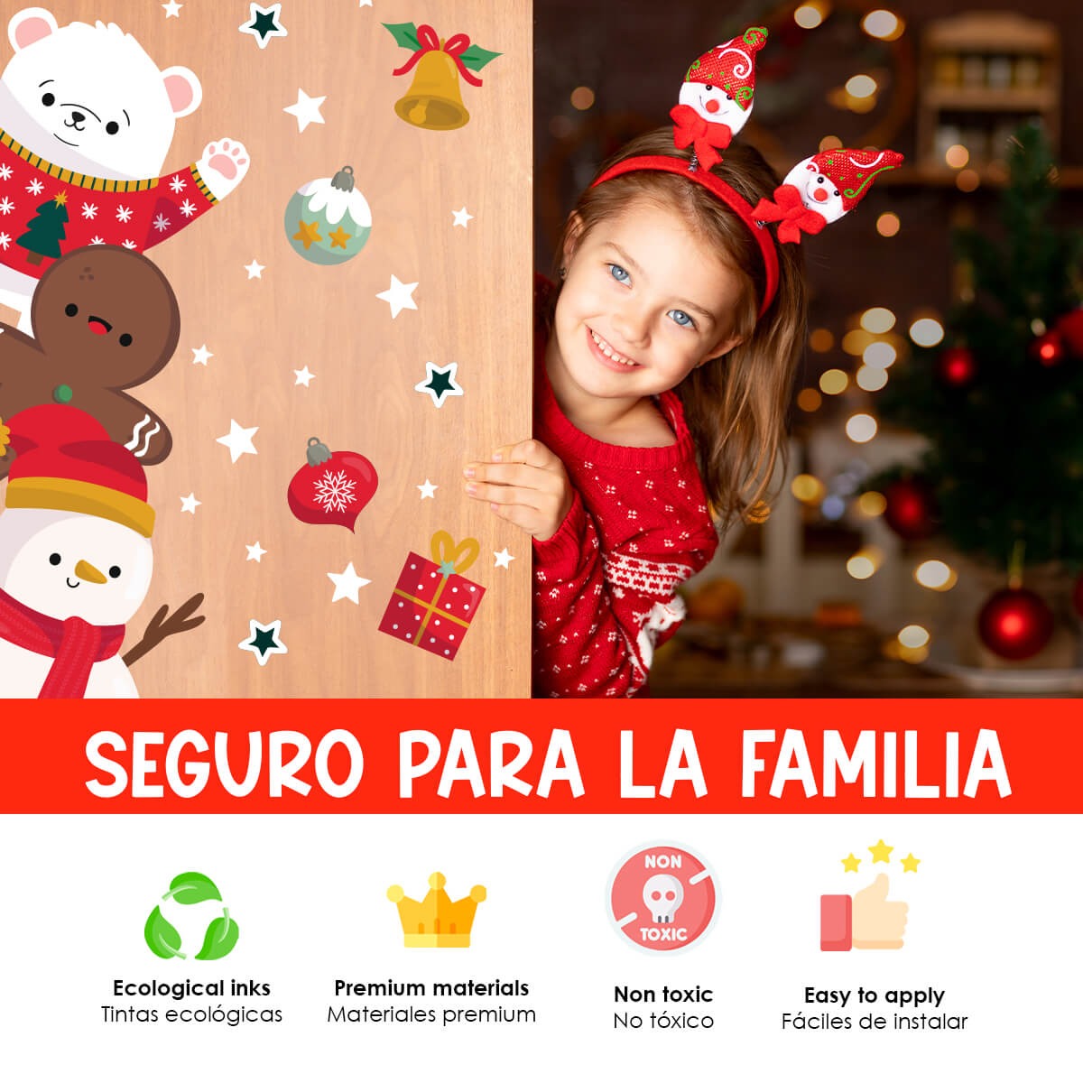 Vinilo para puerta Navidad Navidad con amigos