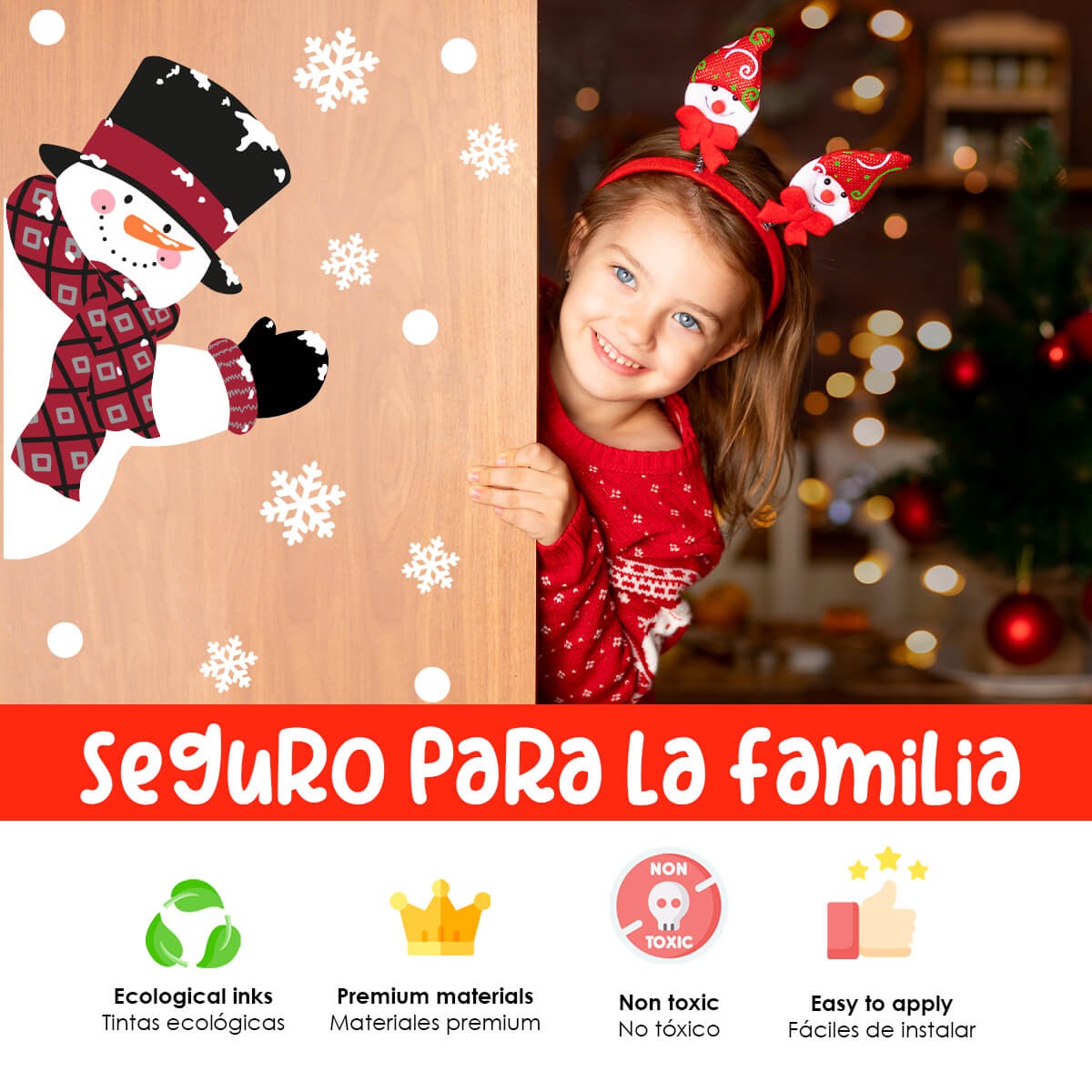Vinilo para puerta Navidad Nieve y Diversion
