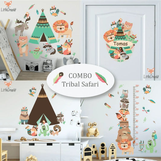 Combo de Vinilos decorativos Adhesivos Animales nordicos indios safari