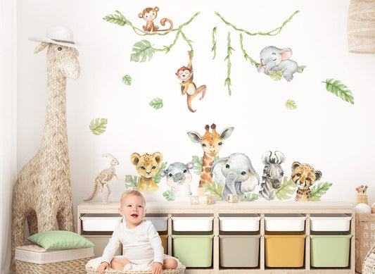 Vinilos decorativos Adhesivos infantiles de Pared Conjunto de animales de Safari (0014)