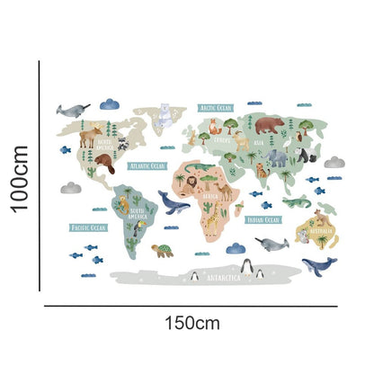 Calcomania Mapa mundi infantil animales