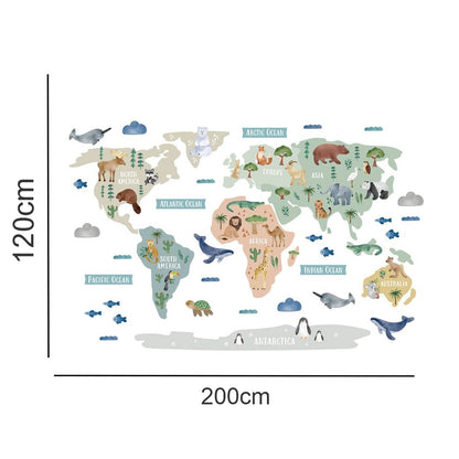 Calcomania Mapa mundi infantil animales