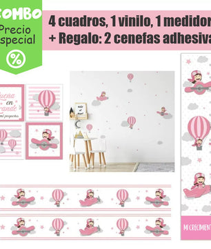 Combo de aviador rosa para niña