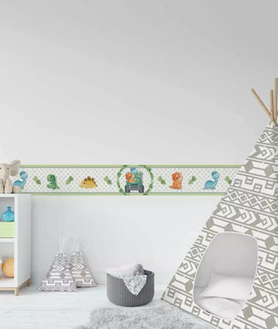 Cenefa infantil adhesiva Dinosaurios Acuarela
