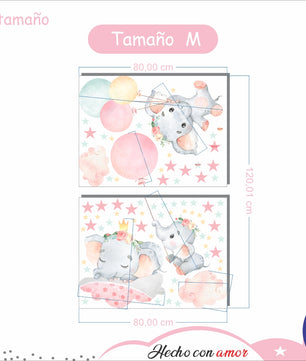 Vinilos decorativos Adhesivos infantiles de Pared elefante de acuarela 2 niña (0043)