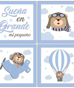 Combo de oso aviador azul Claro