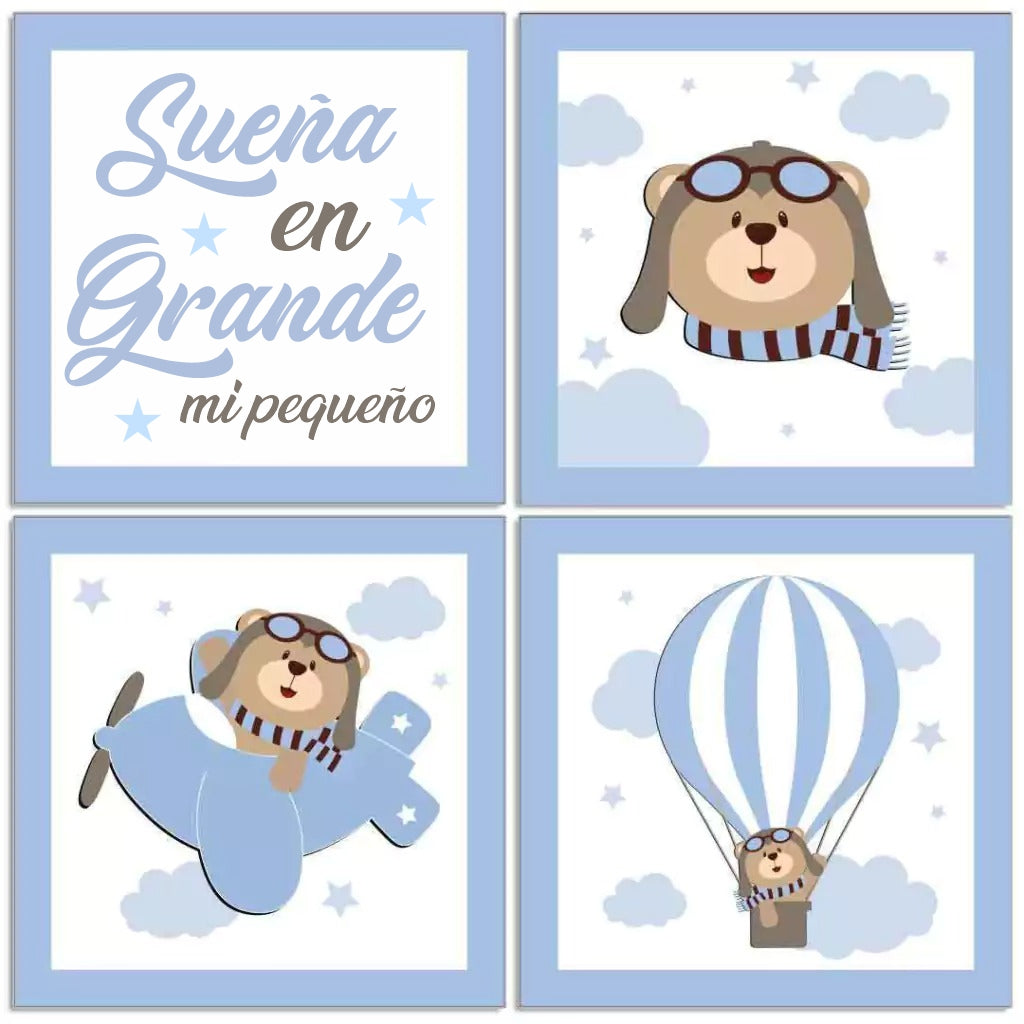 Combo de oso aviador azul Claro