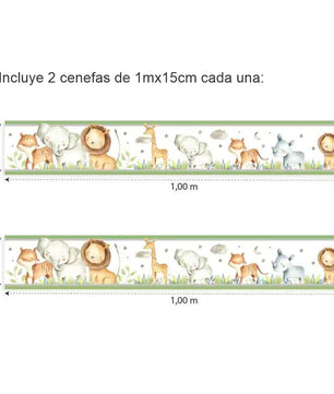 Combo de animales de safari en acuarela verde