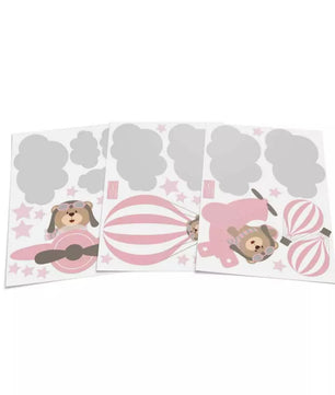 Combo de osito de peluche de aviador rosa