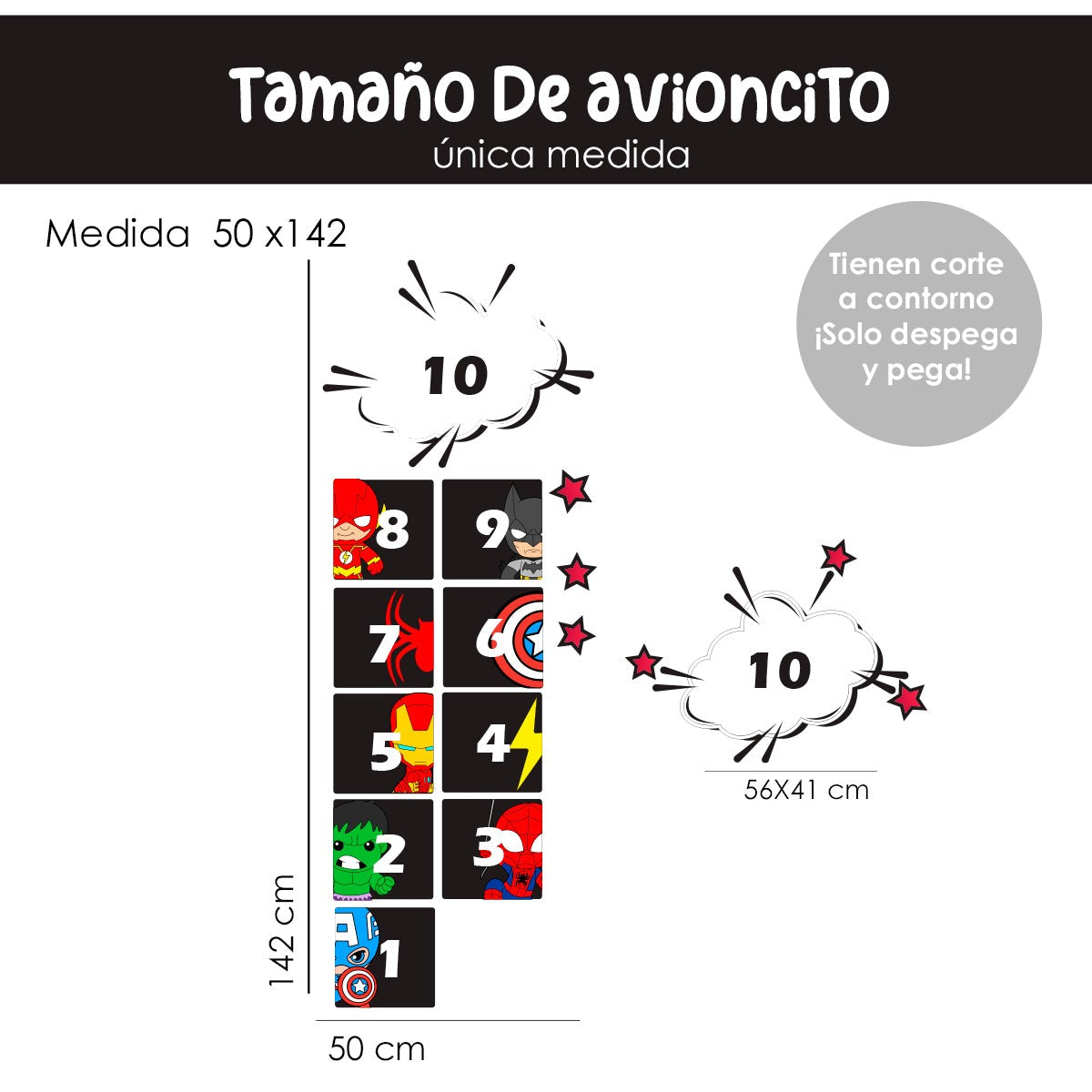Calcomania para pisos Avioncito superhéroes fantásticos