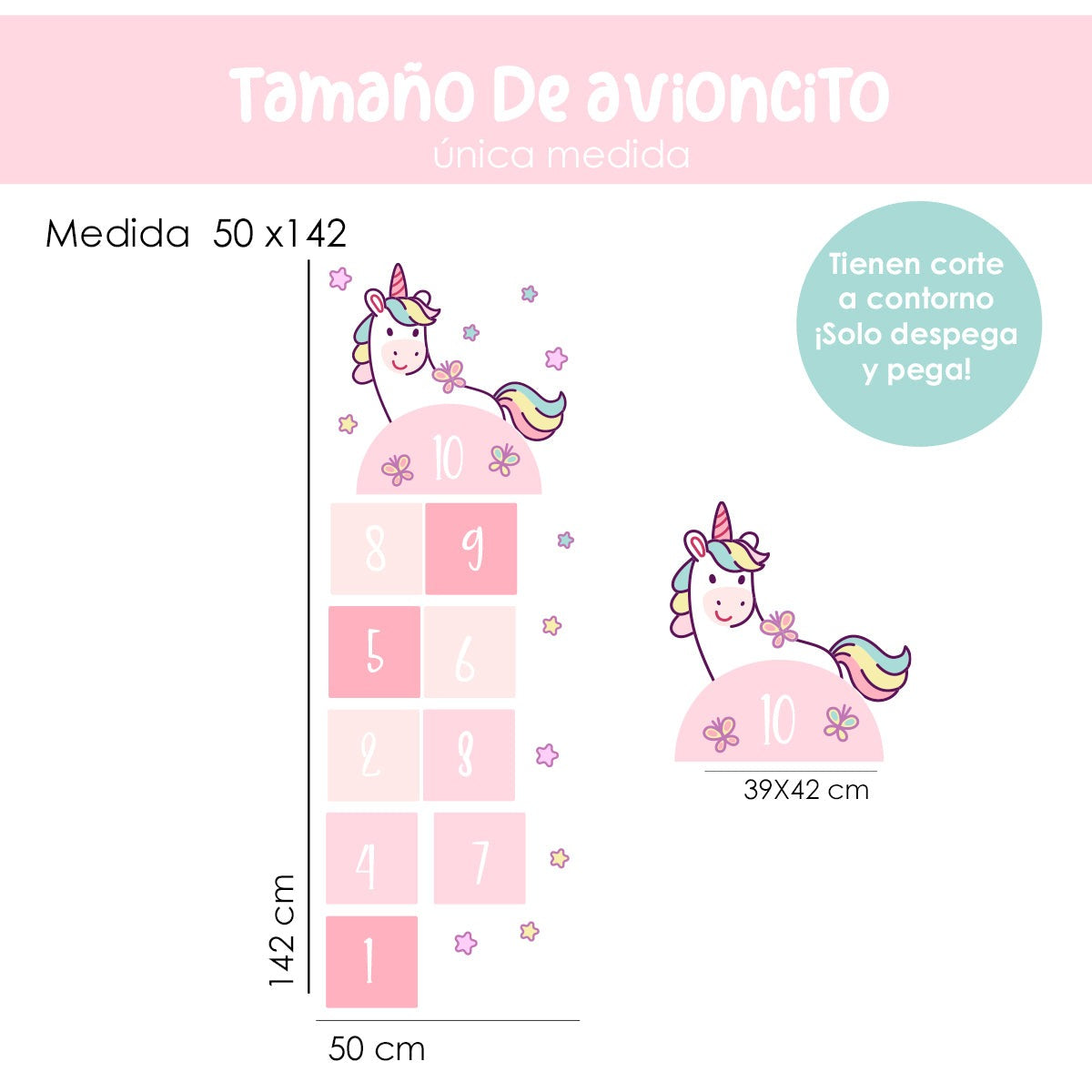 Calcomania para pisos Avioncito unicornio tierno