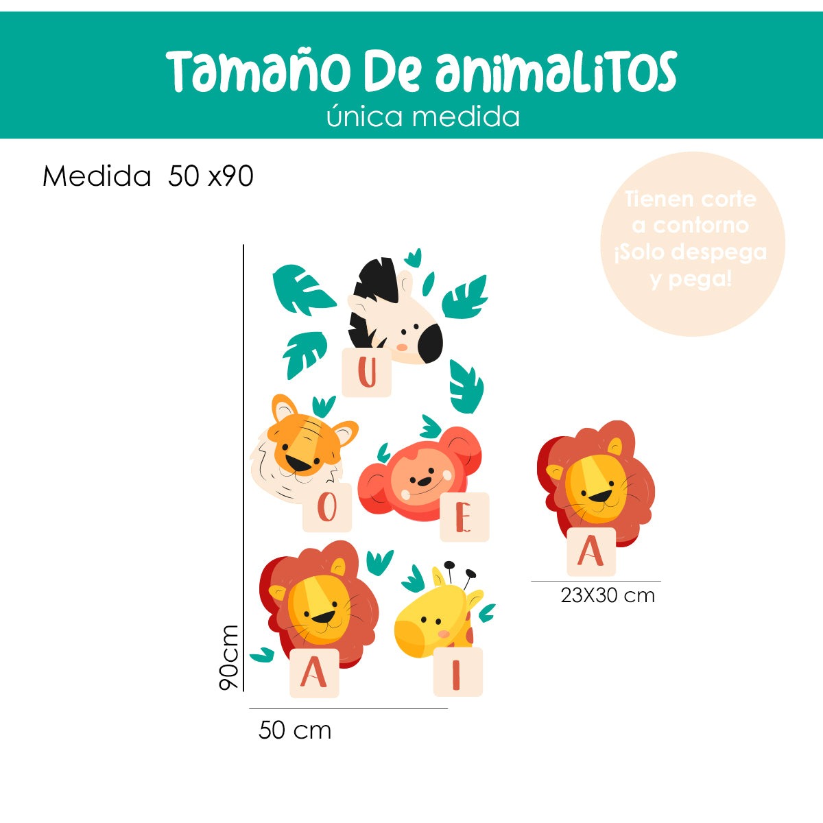Calcomania  Para pisos Animalitos de la jungla vocales