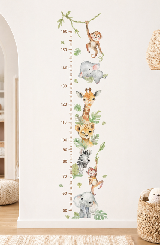 Medidor de altura infantil con animales acuarela 2