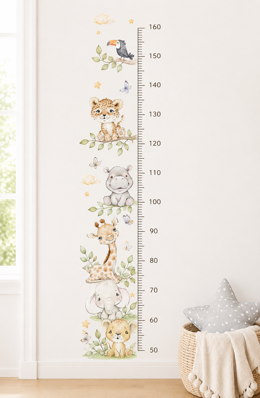 Medidor de altura infantil animales acuarela bebe