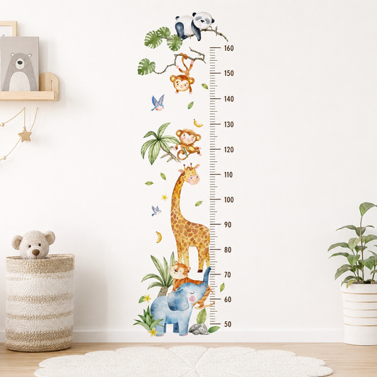 Medidor de altura infantil animales de la selva con leanas