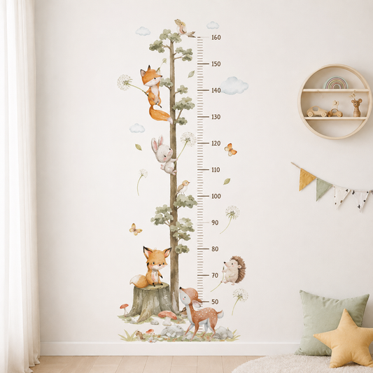 Medidor de altura infantil  animales del bosque acuarelas