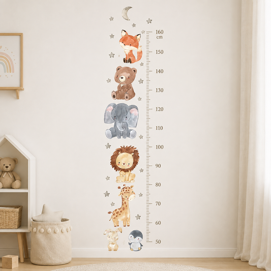 Medidor de altura infantil animales coloridos con estrellas