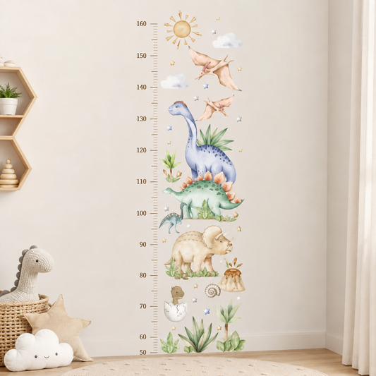 Medidor de altura infantil dinosaurios acuarela huevo