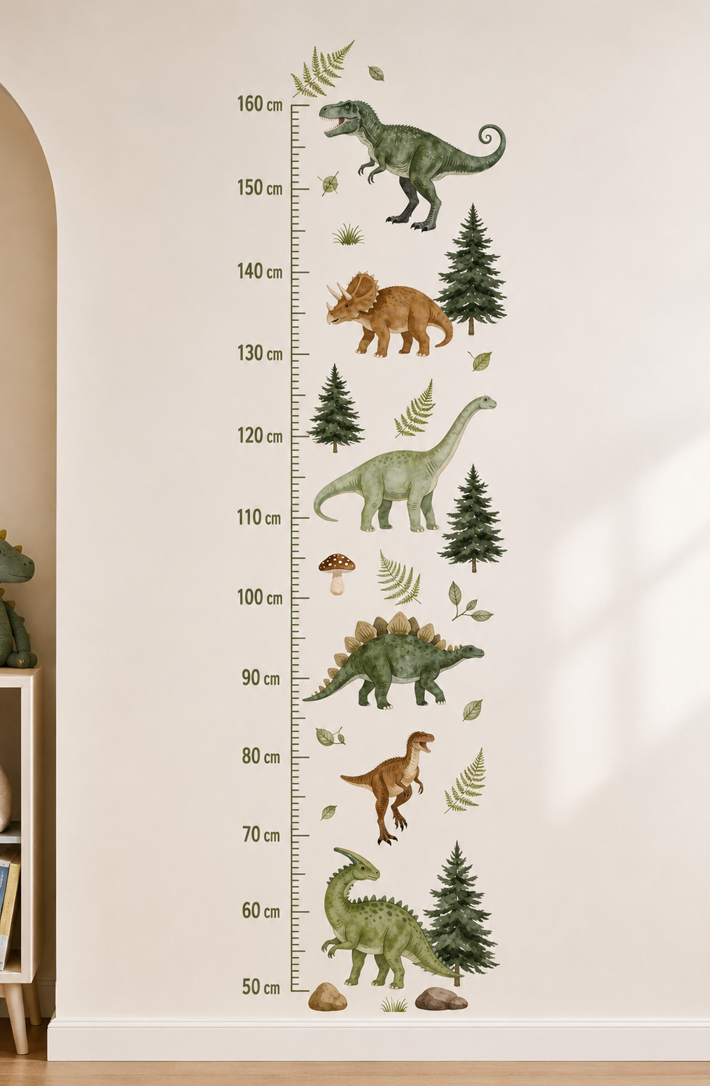 Medidor de altura infantil dinosaurios verdes