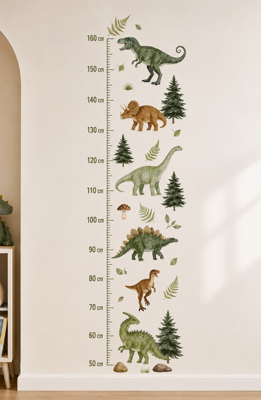 Medidor de altura infantil dinosaurios verdes