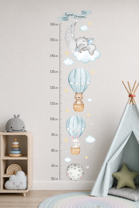 Medidor de altura infantil Elefantico con globos nubes