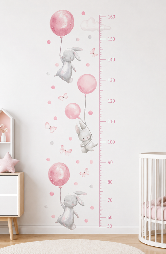 Medidor de altura infantil conejos con globos