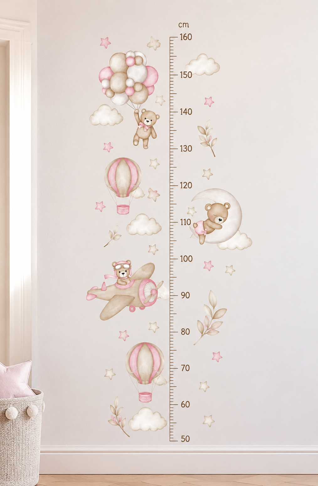 Medidor de altura infantil osas rosadas