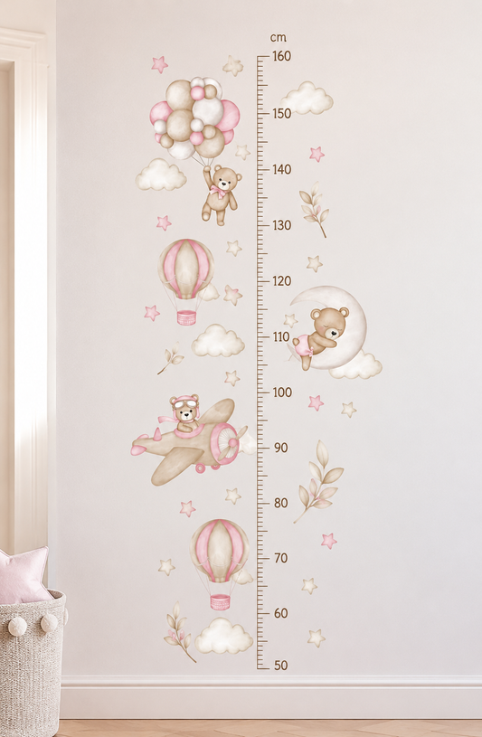 Medidor de altura infantil osas rosadas