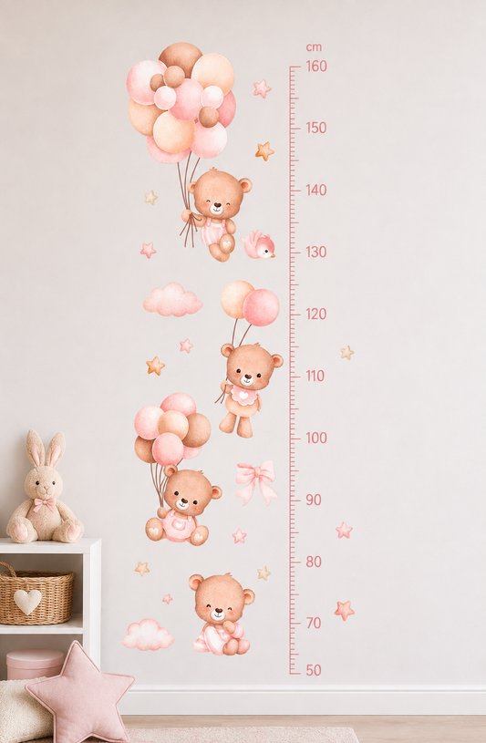 Medidor de altura infantil ositas aviadoras con globos
