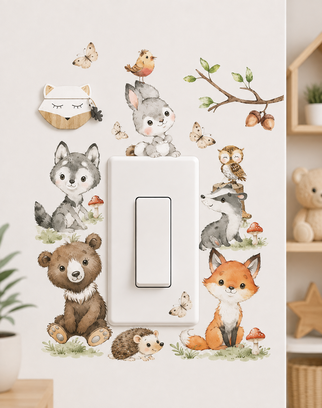 vinilo para apagadores animales tiernos del bosque