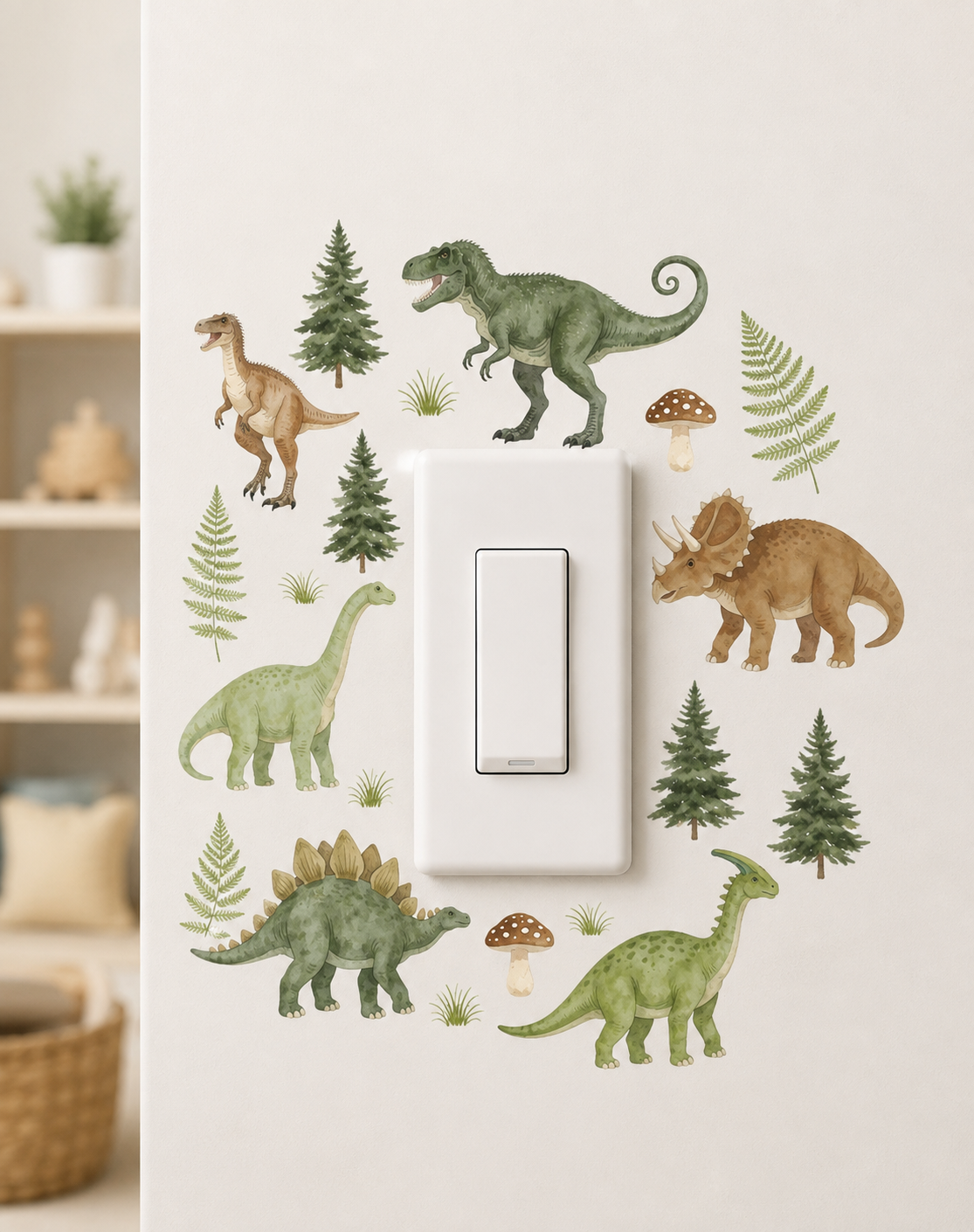 vinilo para apagadores dinosaurios ilustracion