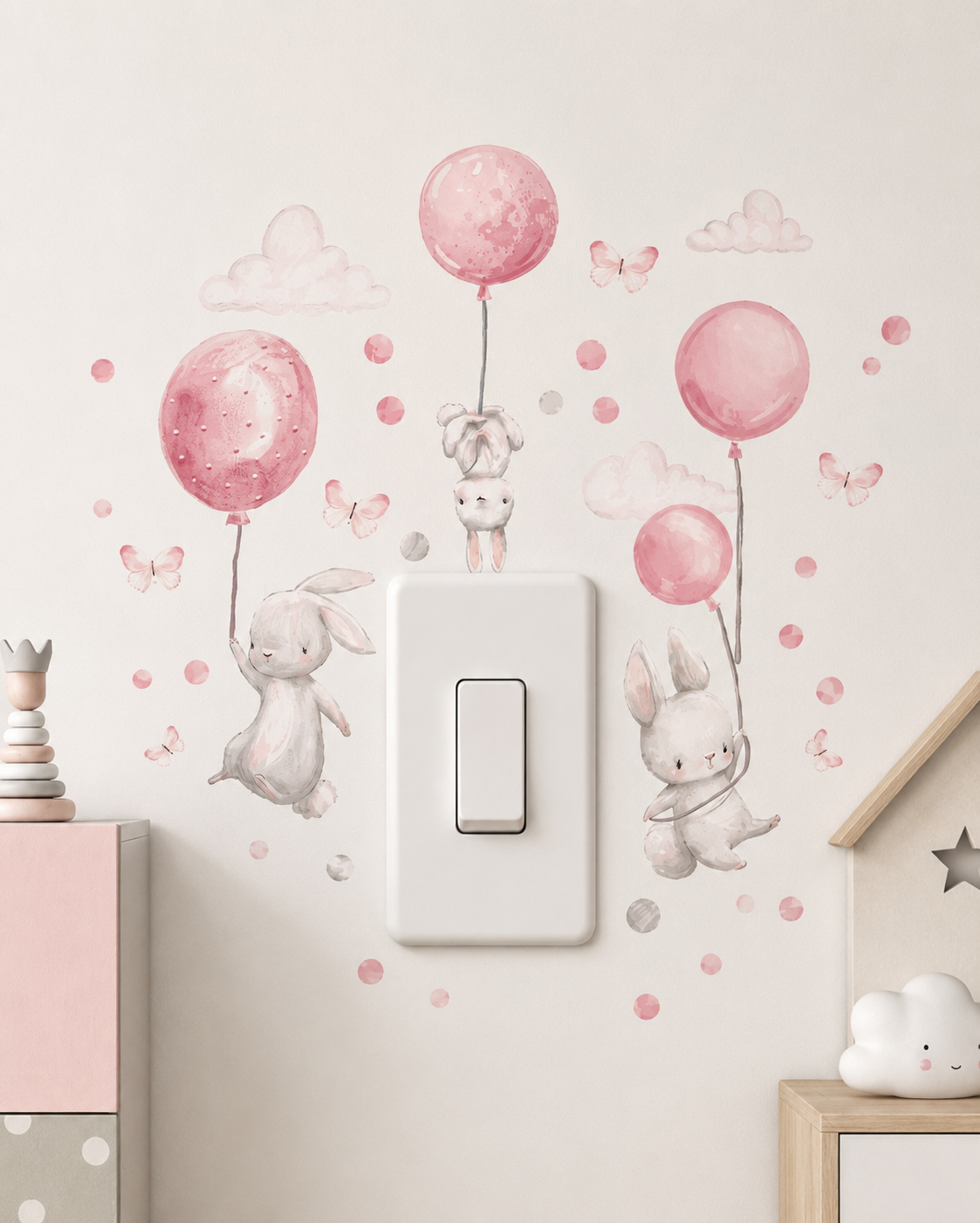 vinilo para apagadores conejas con globos