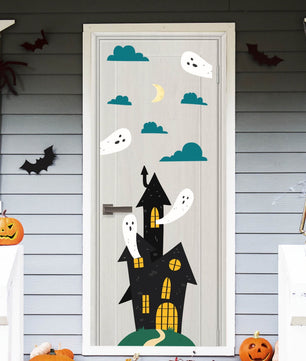 Vinilo para puerta Hallowen Casita de Fantasmas