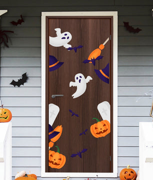 Vinilo para puerta Hallowen Noche de Brujas y fantasmas
