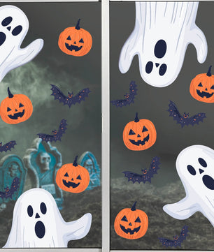 Vinil Electro estático para ventanas Fantasmas y Calabazas Mágicas
