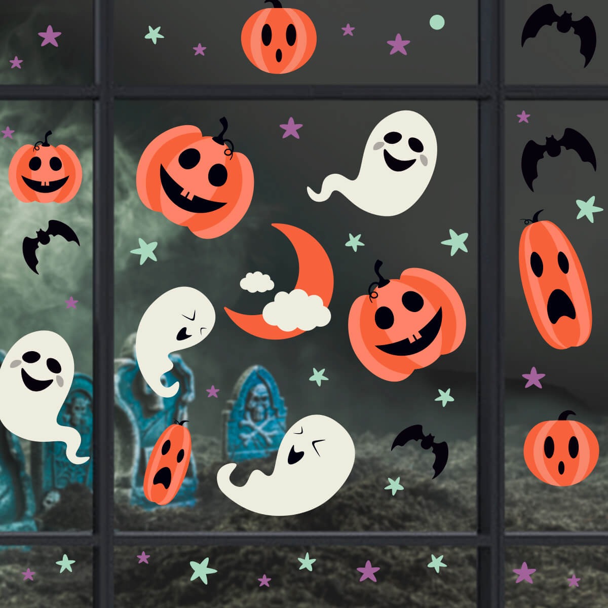 Vinil Electro estático para ventanas Fantasmas Juguetones