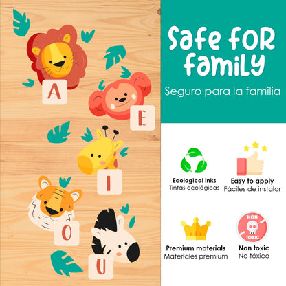 Calcomania  Para pisos Animalitos de la jungla vocales