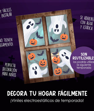 Vinil Electro estático para ventanas Fantasmas y Calabazas Mágicas