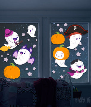 Vinil Electro estático para ventanas Halloween Fantasmitas