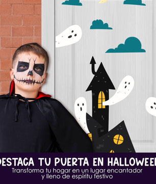 Vinilo para puerta Hallowen Casita de Fantasmas