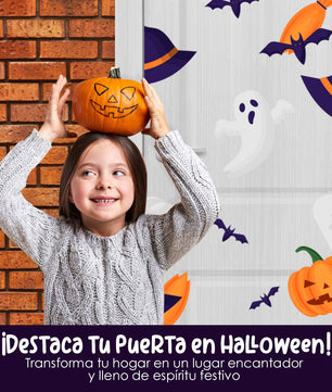 Vinilo para puerta Hallowen Noche de Brujas y fantasmas