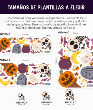 Vinil Electro estático para ventanas Entre eskeletos y calabazas
