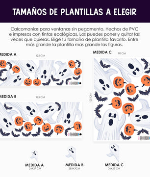 Vinil Electro estático para ventanas Fantasmas y Calabazas Mágicas