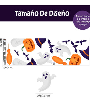 Vinilo para puerta Hallowen Noche de Brujas y fantasmas