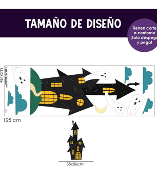 Vinilo para puerta Hallowen Casita de Fantasmas