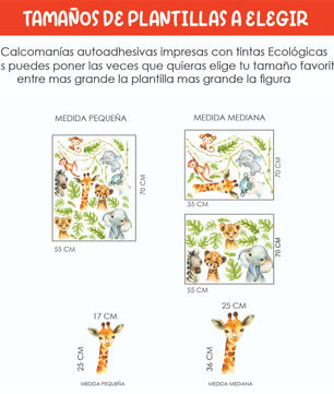 Vinilos decorativos Adhesivos infantiles de Pared  Conjunto de animales de Safari (0014)